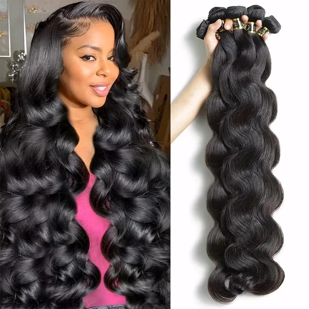 

38 40-дюймовые пучки объемных волн, человеческие волосы, необработанные, 16 А, 100% человеческие волосы, пучки волнистых волос, девственные необработанные волосы, плетение