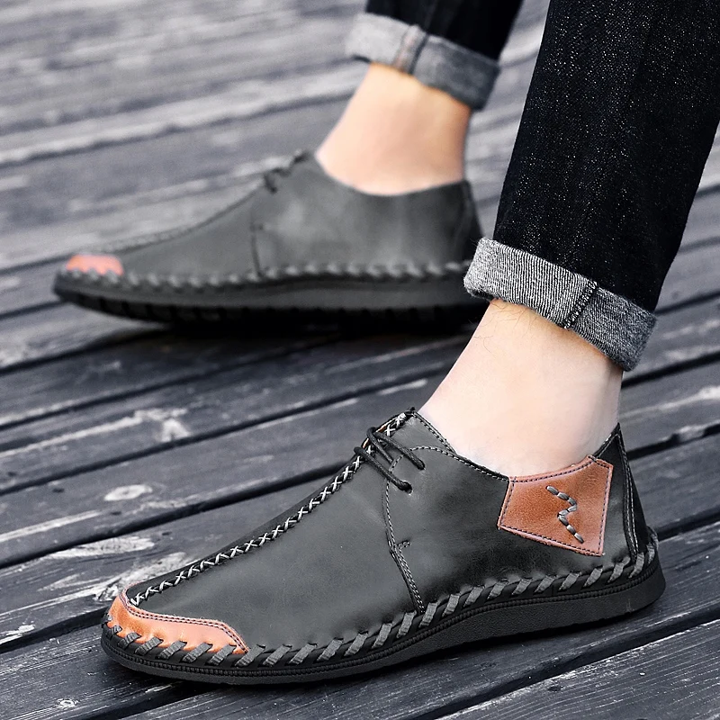 Fashion Casual Leather Shoes Men 2024 Slip On Loafers British Style Shoes Comfortable Casual Sneakers Good Quality