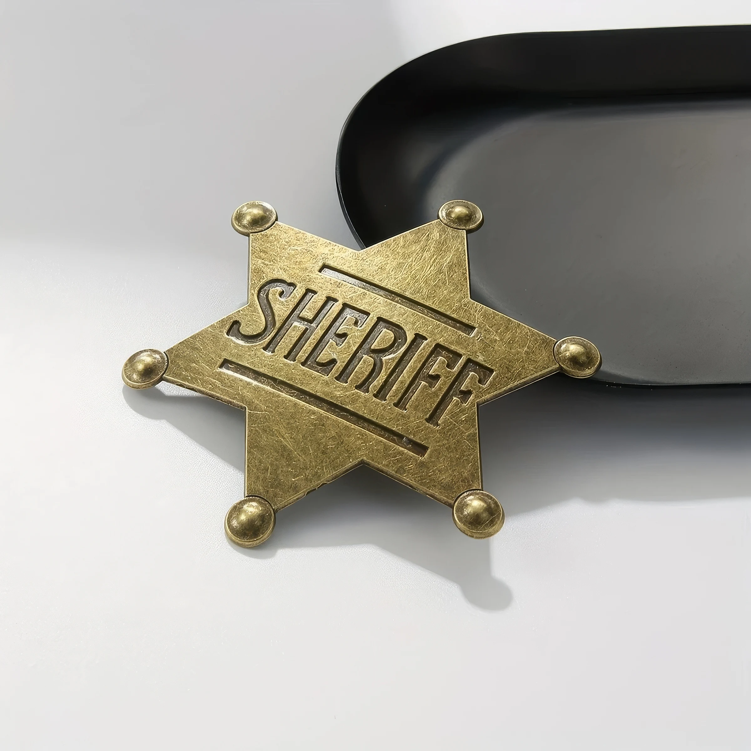 شارة شريف عتيقة رائعة، دعامة زي معدنية مصقولة لمظهر غربي وسيم، لومان على شكل نجمة قابل للجمع