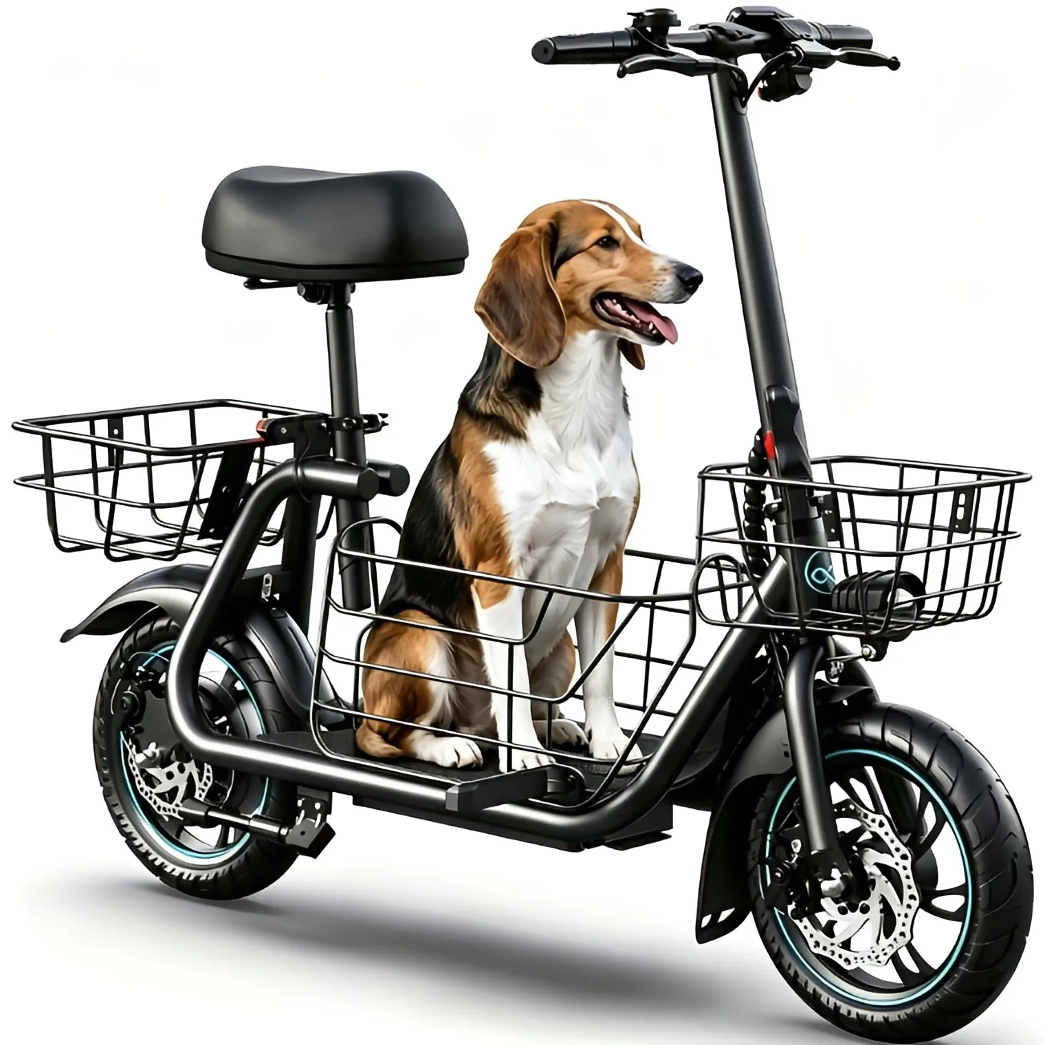 GYROSHOES UL2272 Certified Electric Scooter for Adults, 550W Motor & BYD Battery, 19MPH & 15Mi Range, Padded Seat with Dual Pet Baskets, Front/Rear Disc Brakes, LED Lights