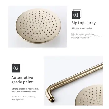 拉絲金淋浴系統套裝,含8-12吋雨淋式壁掛淋浴龍頭、冷熱水分水器及浴室水龍頭 6 最佳銷售 淋浴龍頭套裝 - №6