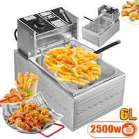 2500W 220V Electric Deep Fryer Stainless Steel Electric Fryer Commercial Household Chips Frying Pan French Fries Making Machine