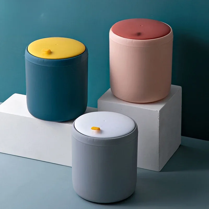 Mini poubelle de bureau, corbeille à ordures domestique, table en plastique, fournitures de bureau, poubelle, boîte SunOfficiBarrel