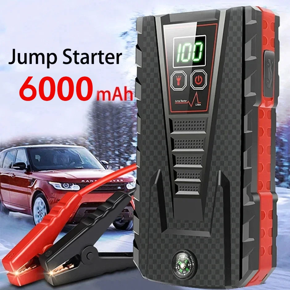 Arrancador de Coches Portátil de 5000A, Banco de Energía de 6000mAh, Cargador de 12V, Dispositivo de Arranque Automático para Coches de Gasolina y Diésel, Batería de Emergencia
