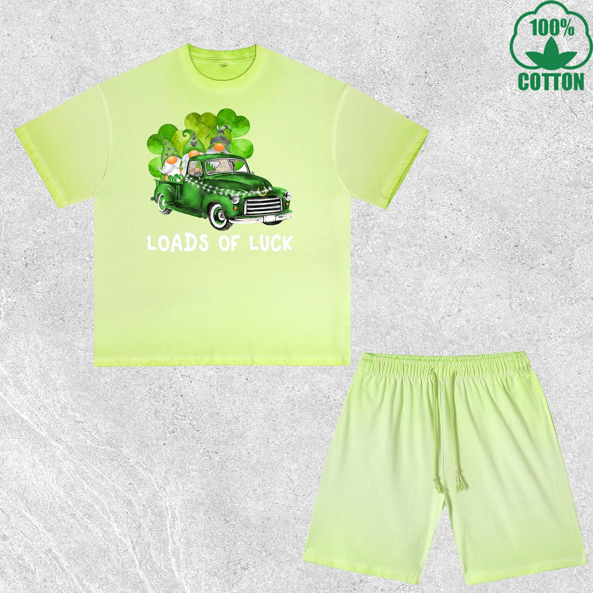 

Loads Of Luck Printed Dirty Wash T-Shirt Shorts Set Multicolor Combo Loose Trendy Fashionable 100%Cotton Short Value Pack