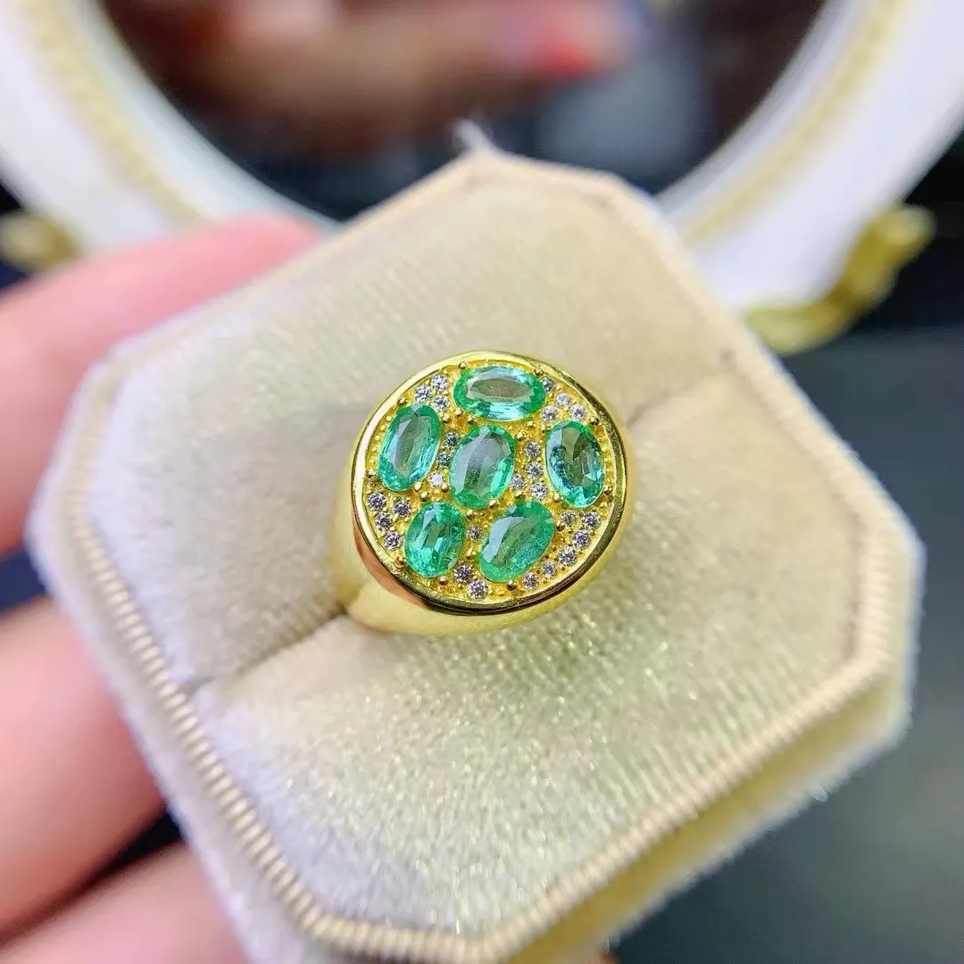 

KJJEAXCMY Fine Jewelry Natural Emerald Women's Ring S925 Pure Silver Electroplated 18K gold give girlfriend birthday party Gift