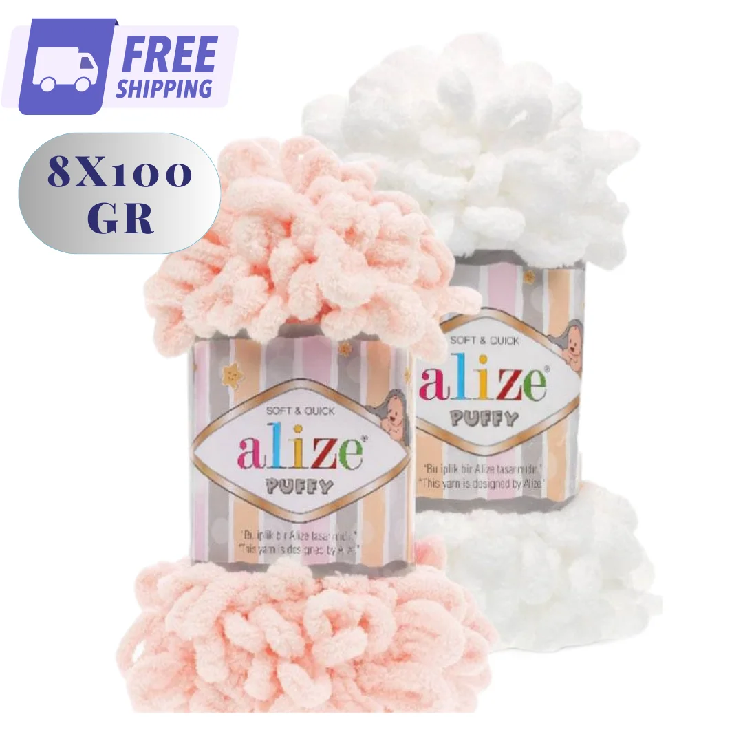 

Alize Puffy 8X100 Gr Plush Velvet Yarn Hand Knitting Amigurumi DIY Baby Knitwear Scarf Blanket Sweater Beanie Ornaments Home Tex