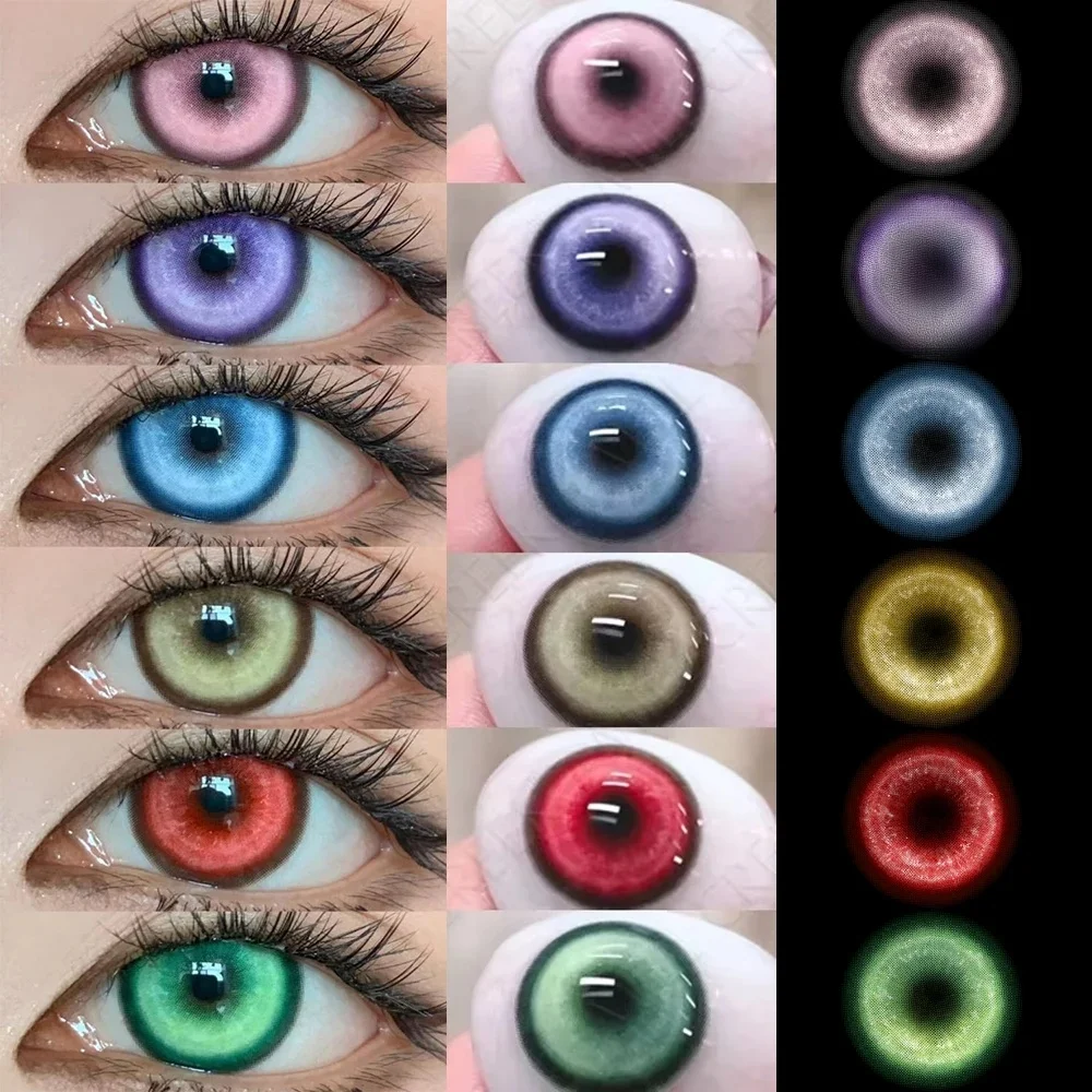 1 Paar Cosplay Koi Blau Grün Rosa Rot Braun Violett Kontaktlinsen Halloween Gruselige Softlens 14,5 mm