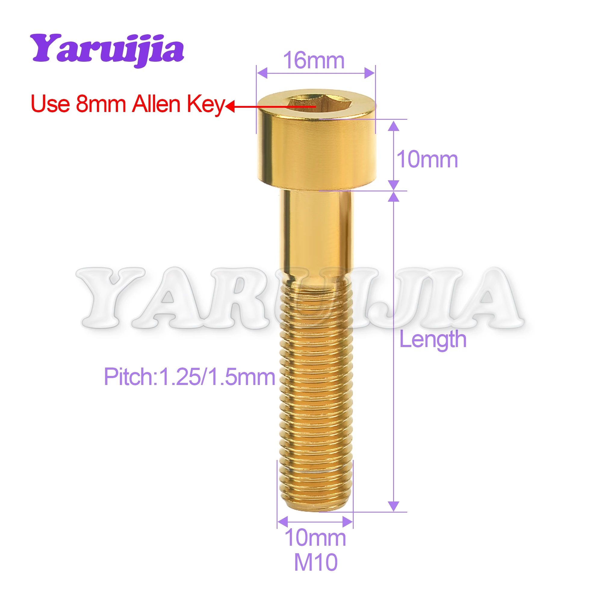 Yaruijia Titanium Alloy Bolt M10x20/25/30/35/40/45/50/55/60mm Cylindrical Head Allen Threaded Screws for Hardware Fastening Part