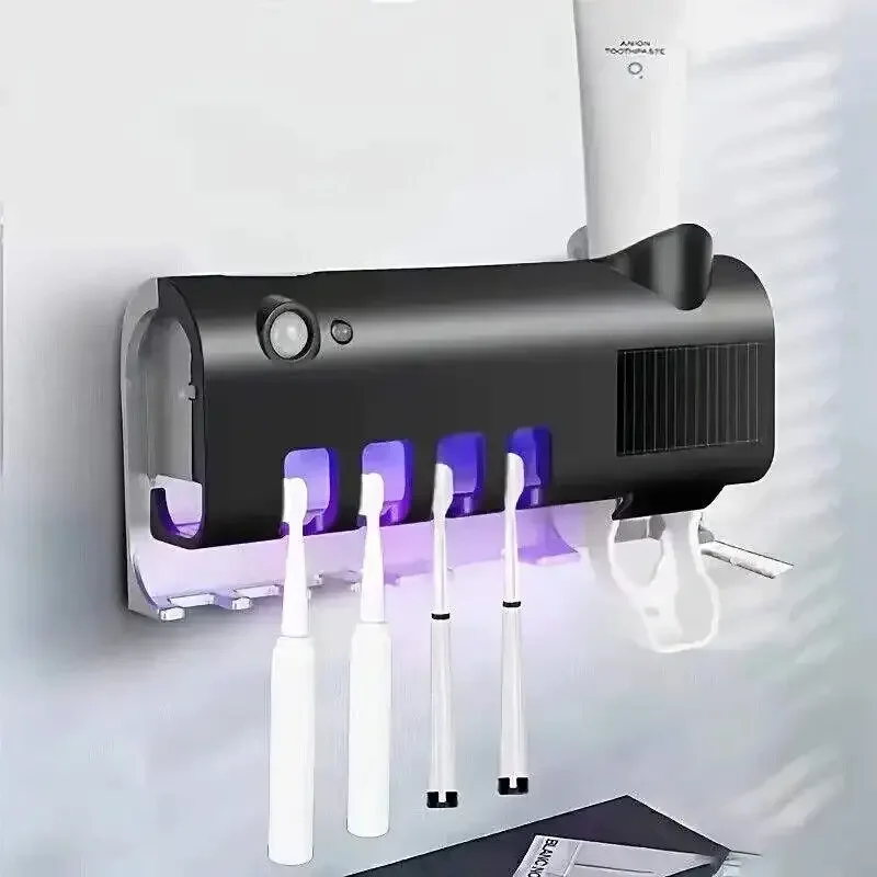 Wall Mounted Toothbrush Holder com luz UV, Esterilizador Ultravioleta, Suportes De Creme Dental