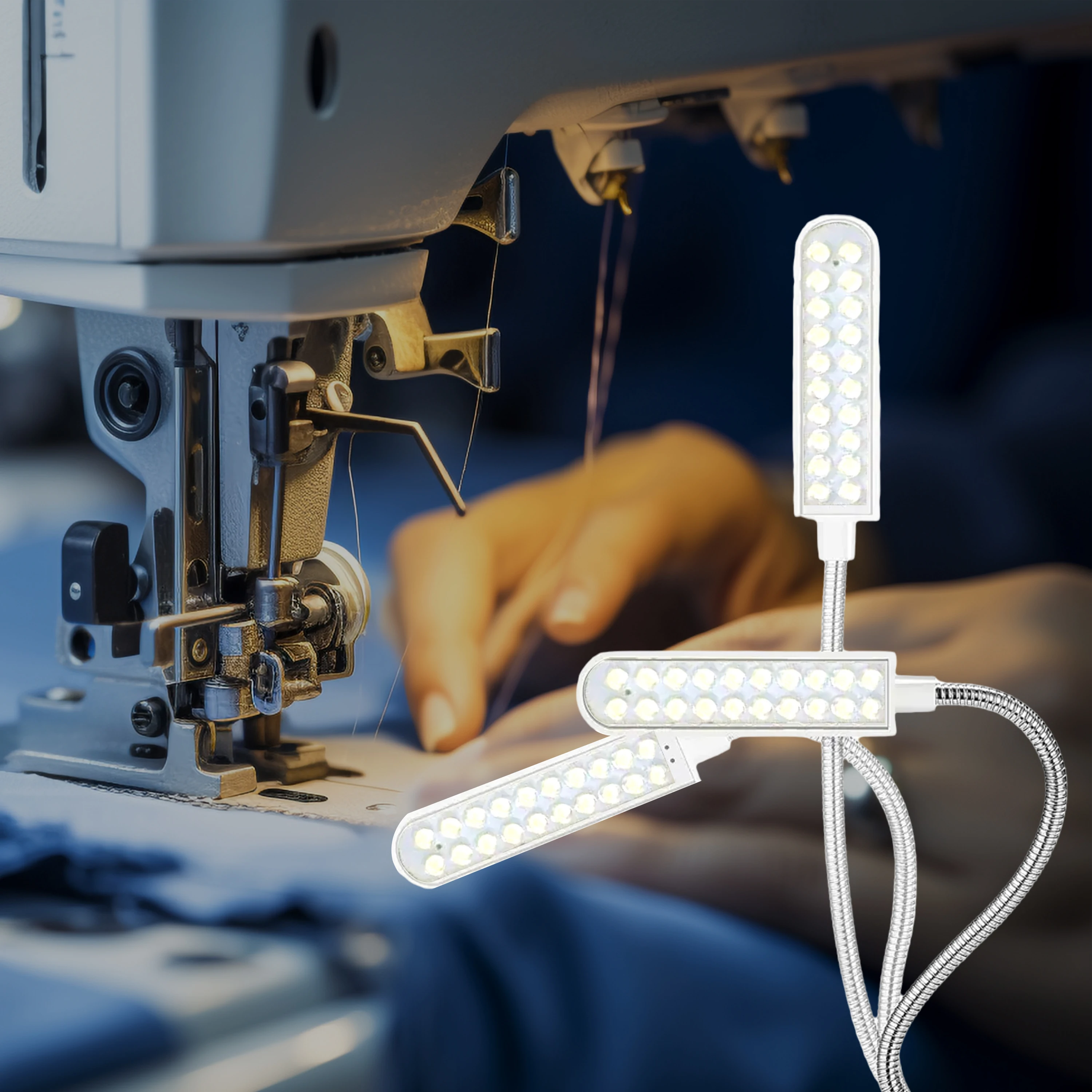 LED Sewing Lamp 110V 220V Night Light with Flexible Hose Adjustable Angle Magnetic Suction Work Light for Sewing Machine Table