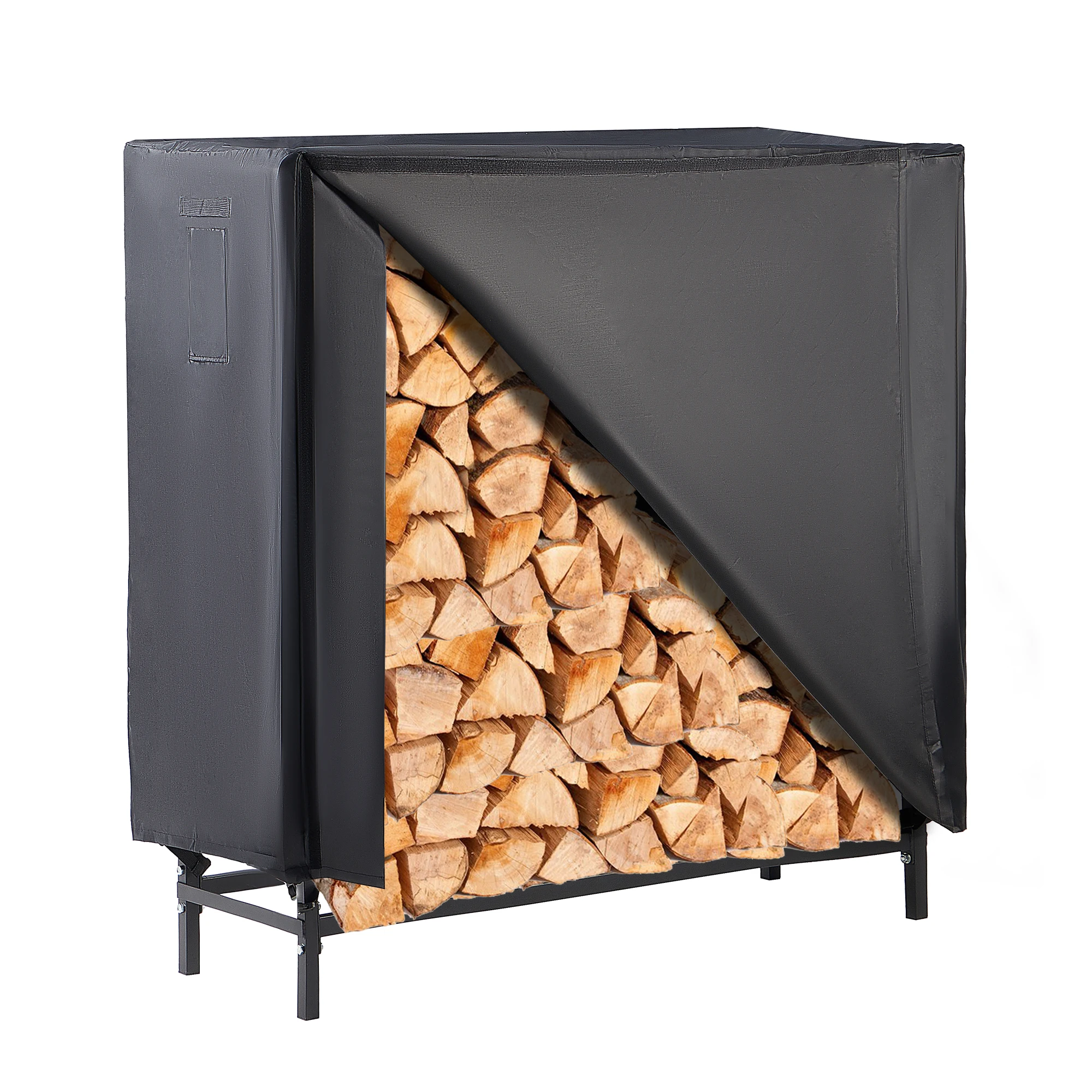 

48" Large Metal Indoor Outdoor Fire Wood Log Rack With Cover, Waterproof Firewood Storage, Heavy Duty for Home and Outdoors