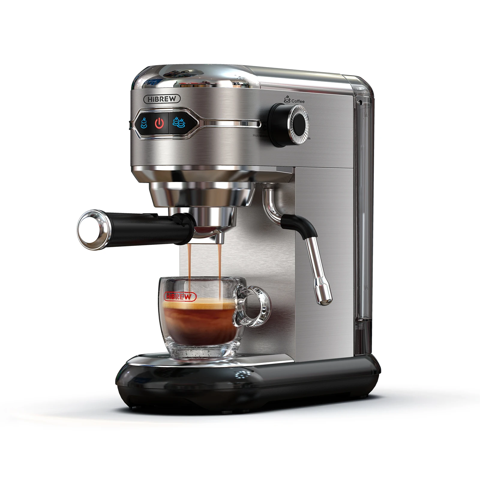 HiBREW Koffiezetapparaat Cafetera 20-bar RVS Semi-automatisch Superslank ESE POD & Poeder Espressomachine Heet Water H11