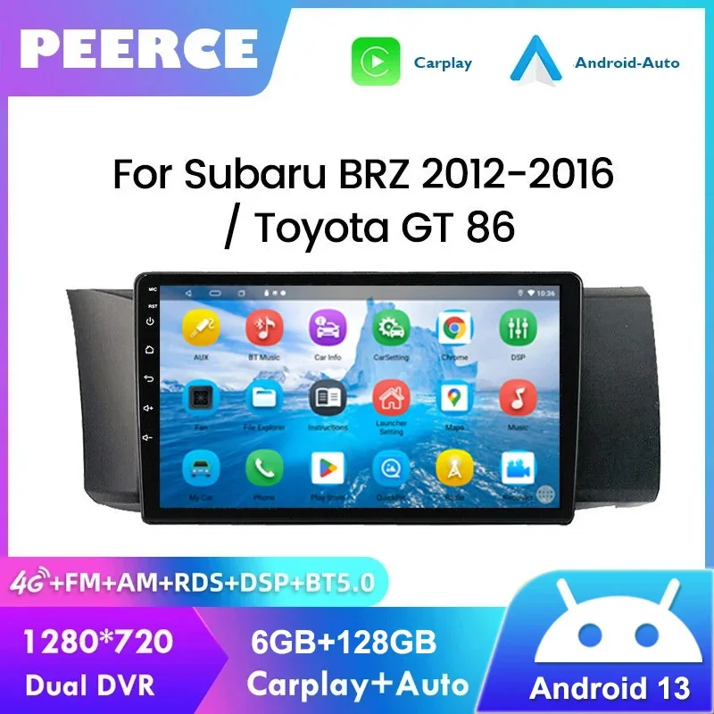 PEERCE Android 13 Car Radio For Subaru BRZ 2012-2016/Scion FRS/Toyota-GT86 Car Multimedia Player Navigation GPS Plug CarPlay DSP