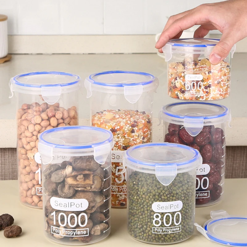 

Sealed Ring Bottles Kitchen Storage Box Transparent Food Canister Keep Fresh New Clear Container Jar Grain Storage Box