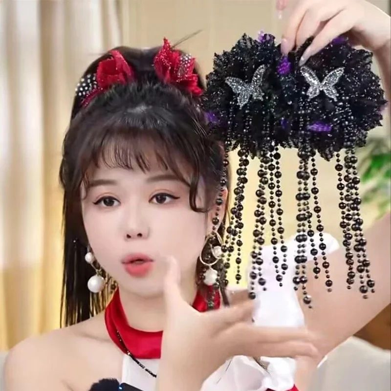 Vintage Tassel Flowers Hair Claw Exquisite Floral Shark Clip Spinki do włosów Kobiety Temperament Nakrycia głowy Akcesoria do włosów Prezenty dla dziewczynek — zdjęcie 2