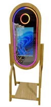 Magische Spiegel Fotohokje, 32-inch touchscreen, retro gespiegelde fotohokje, houten gespiegelde fotohokje