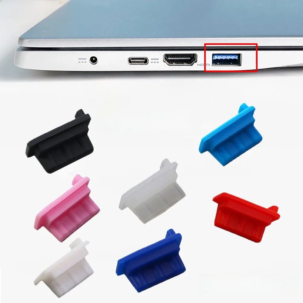 YUXI 10szt USB Dust Plug Charger Port Cover Cap USB Hole Plug USB Master Dust Cap Silicone Dustproof Protector Tablet PC Notebook — zdjęcie 2