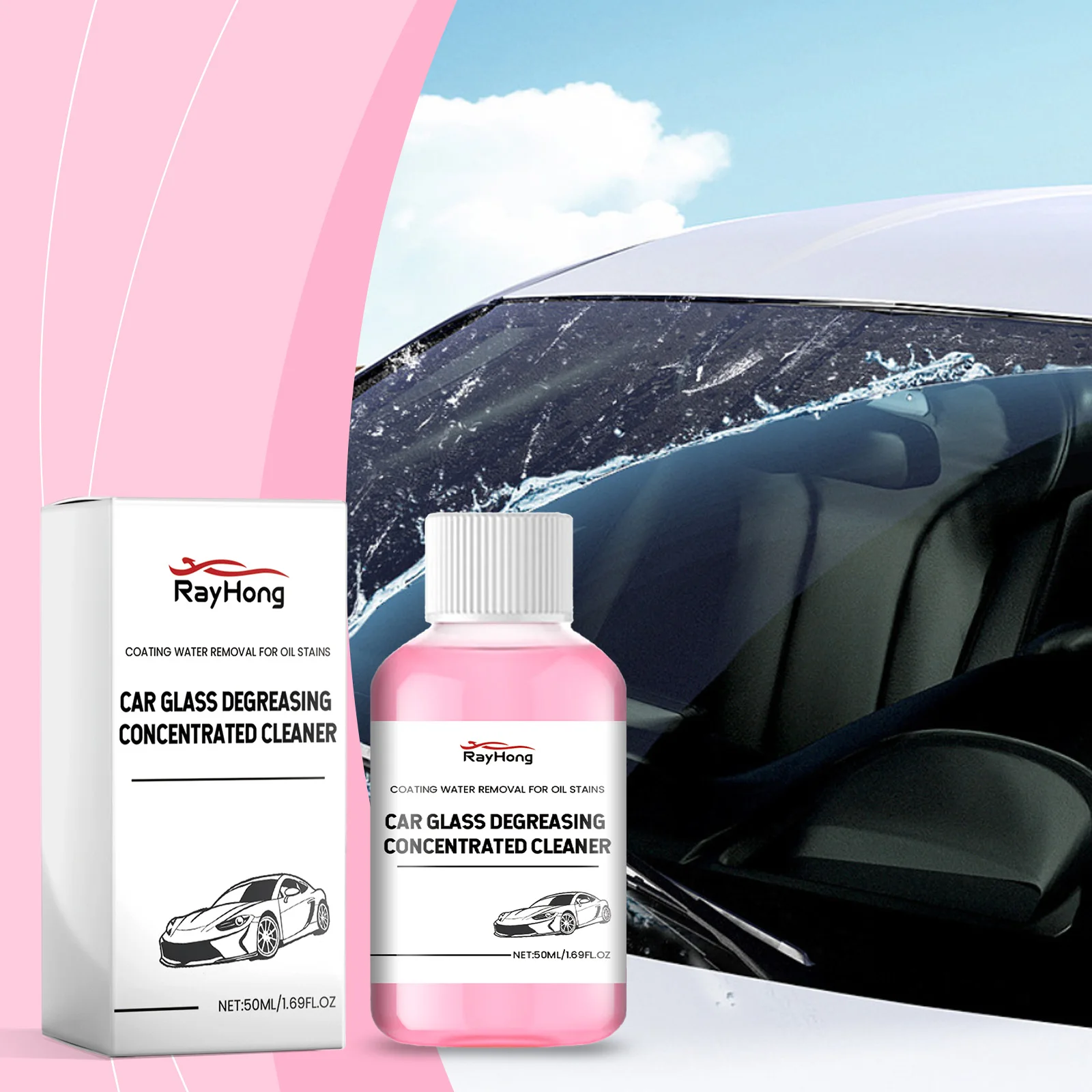 

Rayhong 50ml Car Glass Cleaner Liquid Front Windshield Oil Film Remove Auto Glass Window Stain Removal Windscreen Cleaning Agent