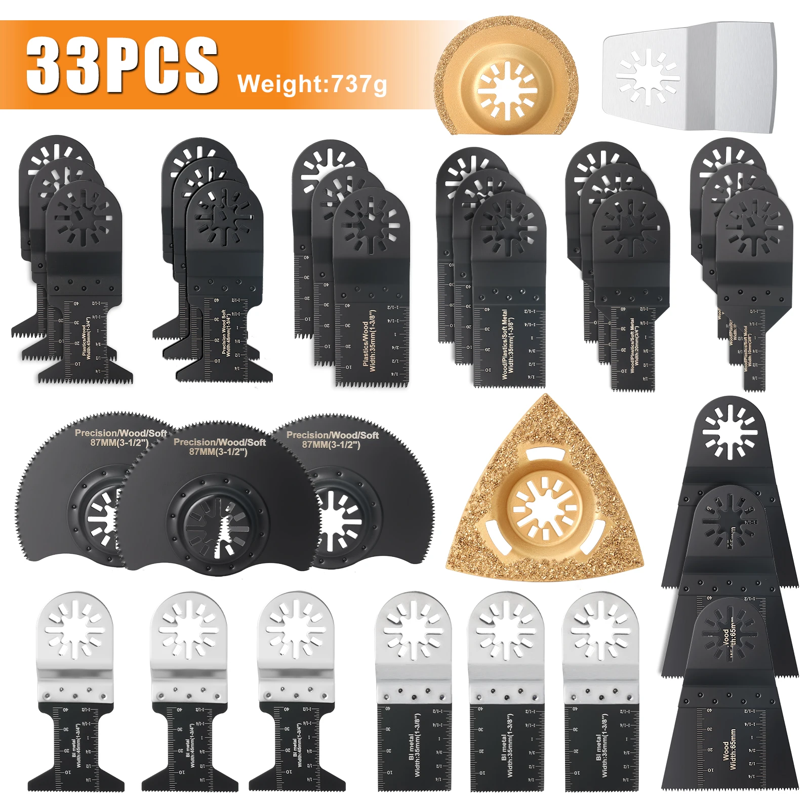 10-42 Stuks Oscillerende Zaagbladen Set Universele Multitoolbladen Met Gesloten Achterkant Voor Hout Kunststof Metaal Past Op De Meeste Oscillerende Gereedschappen