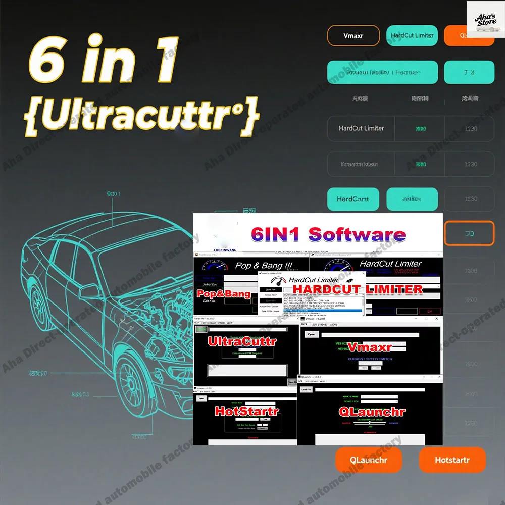 

6 IN 1 package obd2 scanner HardCut Limiter Diesel - Petrol Engines- Pop&Bang- HARDCUT LIMITER VMAX+HotStartr+ QLaunchr Software