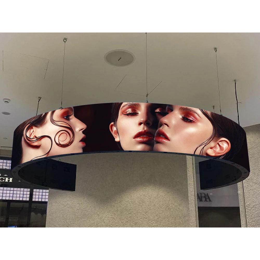 Large Rotating Digital Display Round Shaped LED Column Commercial Advertising Screen for Store