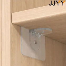 JJYY 4PCS Multifunctional Dual Purpose Shelf Support Adhesive Pegs Plastic Closet Cabinet Shelf Support Bracket Wall Hanger Hook