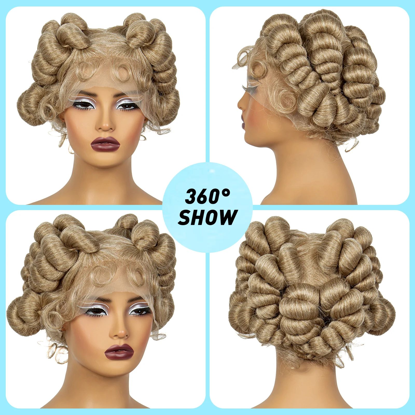 613# Blonde Handmade Bantu Braided Wigs with Baby Hair Short Cute Synthetic Full Lace Knotless Braided Lace Wig For Black Women