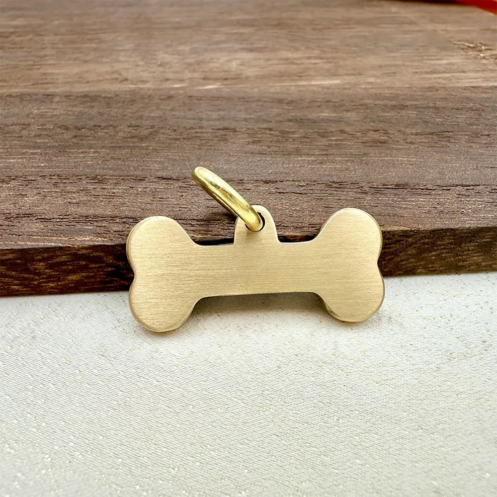 Nouveau os personnalisé étiquette de chien nom étiquette d'identification d'animal de compagnie en laiton massif animaux Anti-perte étiquette chiot accessoires chiens collier personnalisé gravé
