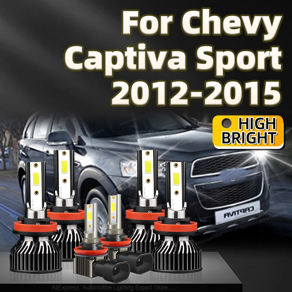 6PCS 30000lm For Chevy Captiva Sport 2012 2013 2014 2015 Car LED Headlight Canbus Bulbs H9 H11 CANbus 6000k H8 Fog Light