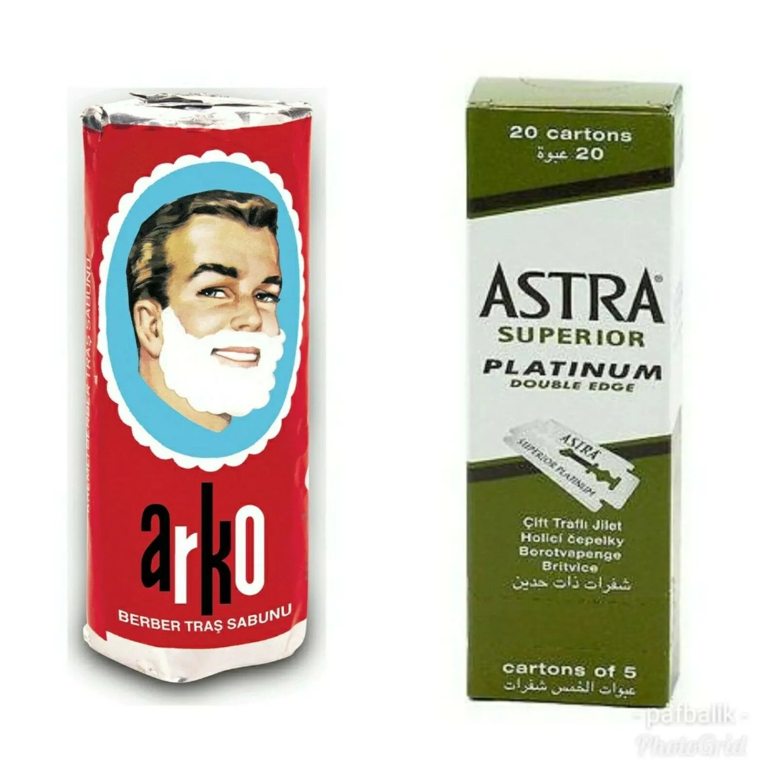 

100 Astra Superior Platinum Double Edge Side safety shaving razor Razor Blades + Arko Shaving Soap .