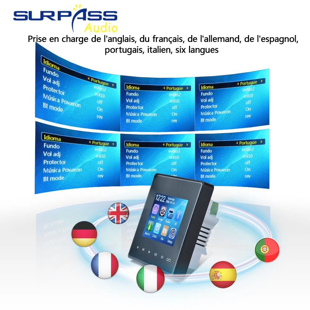 Amplificateur mural Audio pour maison intelligente, 4 pouces, compatible Bluetooth, son de musique de fond, Radio AUX FM, Kit de haut-parleurs d'intérieur au plafond