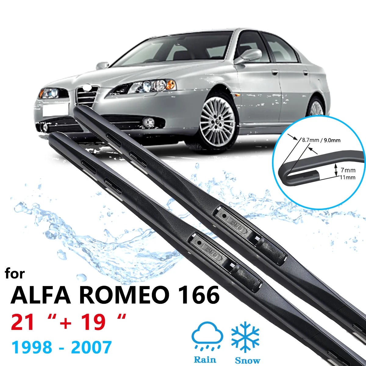 Limpiaparabrisas delantero para coche, escobillas de corte, limpiaparabrisas de ventana, accesorios de piezas de automóvil, para Alfa Romeo 166, 1998~2007