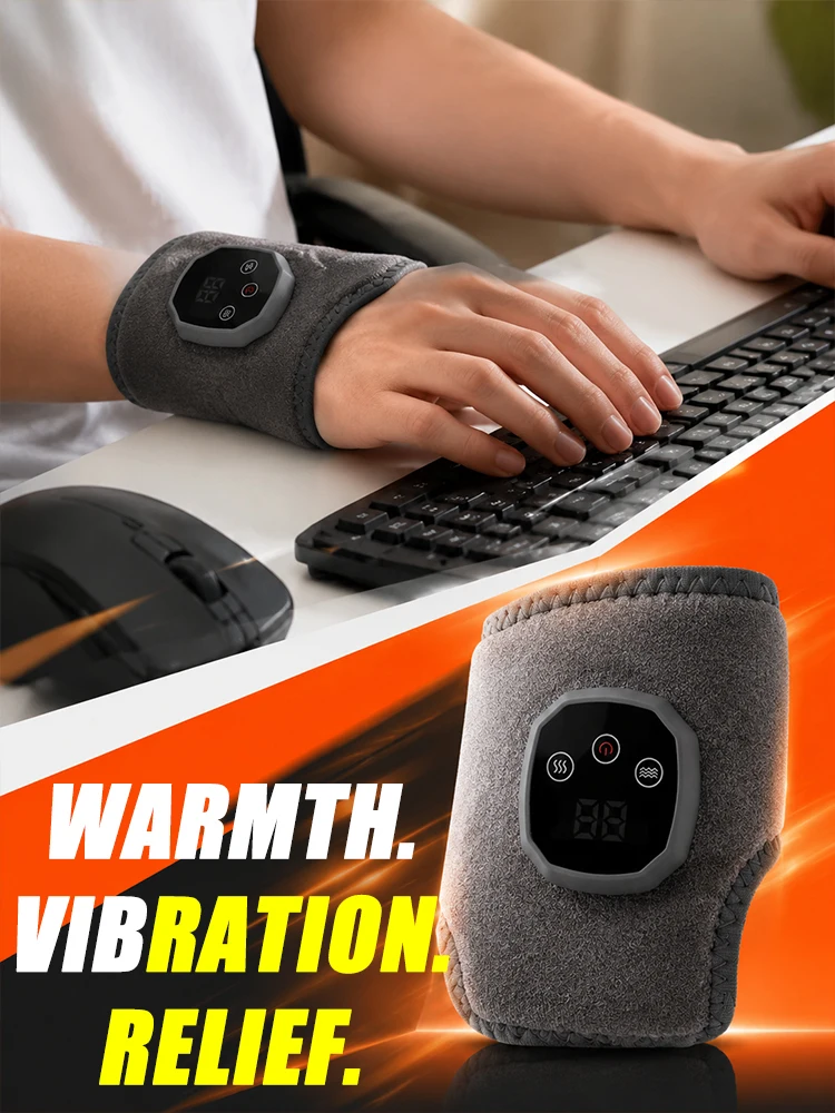 Heated Ankle Wrap with Vibration Electric Ankle Massager Rechargeable USB Heating Brace Smart Touch Control Foot Support for Dai