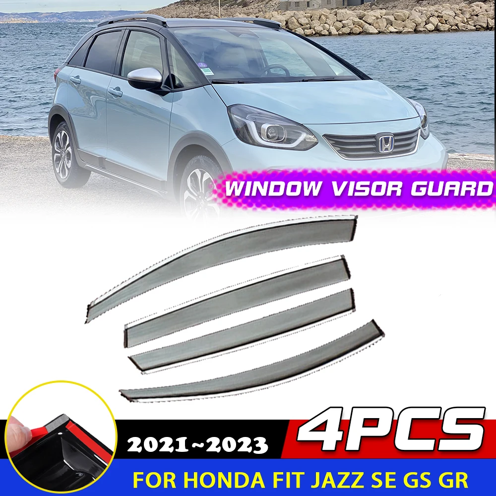 Car Windows Visor for Honda Fit Jazz SE GS GR 2021 2022 2023 Awnings Wind Sun Rain Eyebrow Smoke Deflector Sticker Accessories