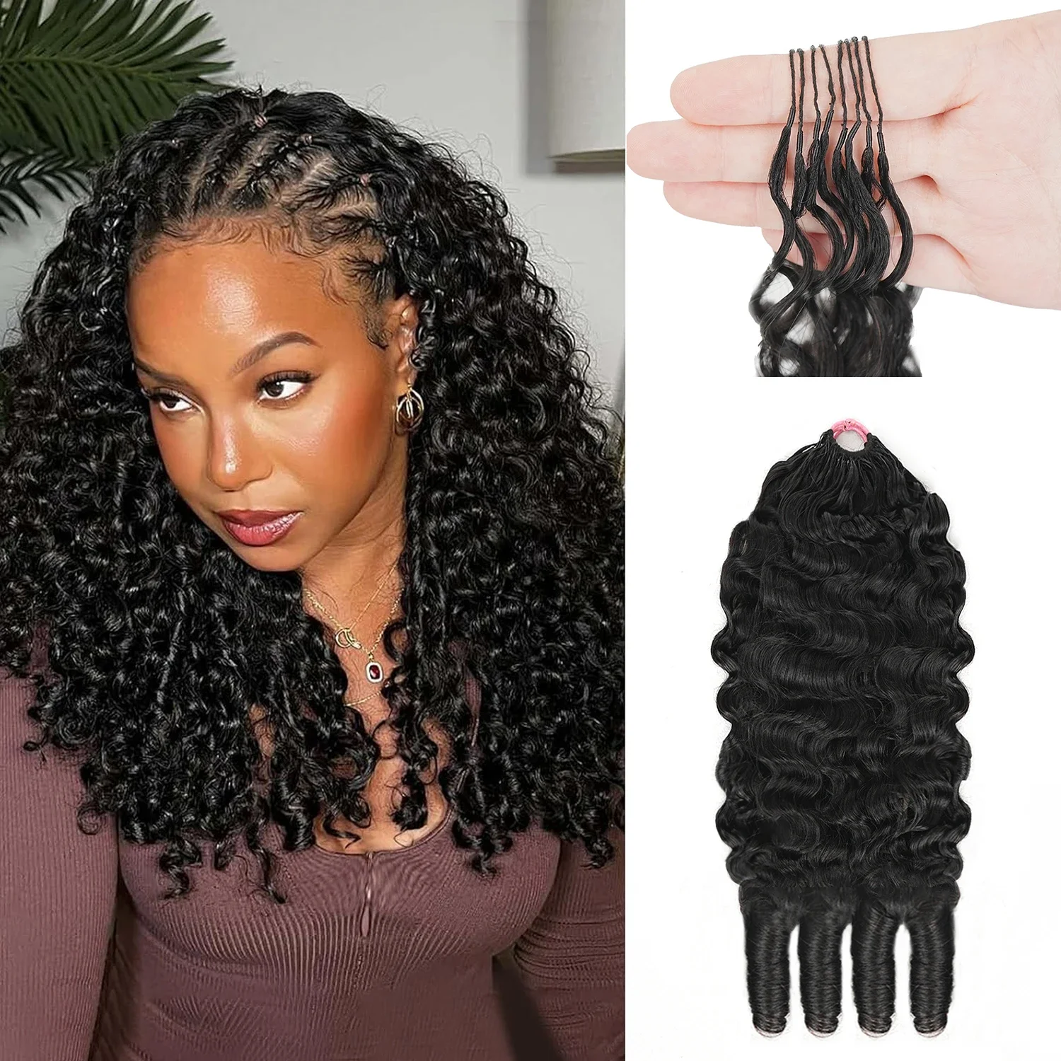 

1/3/4Pcs Burmese Curly Feather Crochet 100% Human Hair Extension For Braiding Pre-Separated Knotless Remy Human Hair Bundles For Women