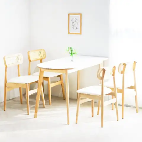 포포 라탄 반타원 원목 2인, 4인 식탁세트 3size (착불) Best5 포포 라탄 반타원 원목 2인, 4인 식탁세트 3size (착불) Best5
