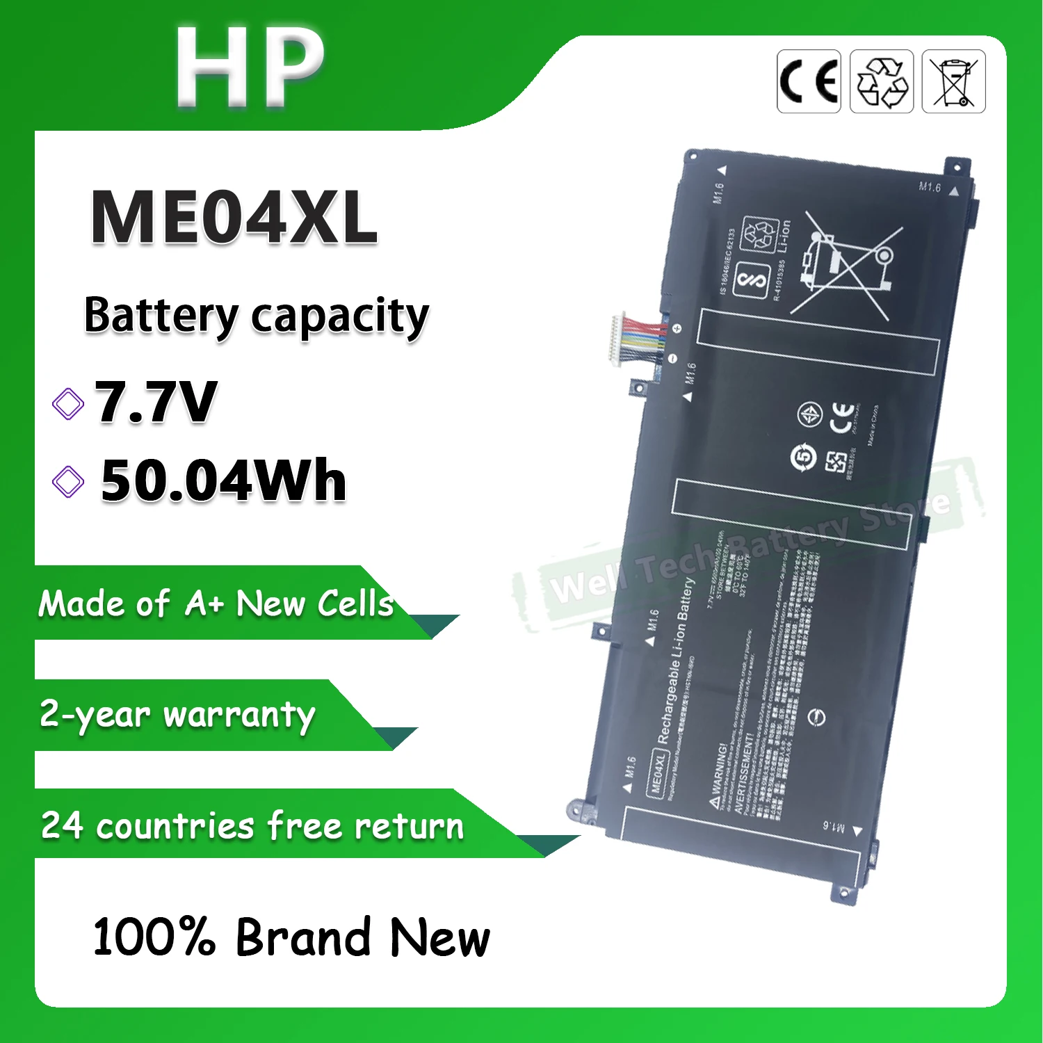 7.7V 50.04Wh ME04XL Laptop Battery for ELITE X2 1013 G3 2TS94EA 2TT10EA 2TT11EA 2TT12EA 2TT13EA 2TT14EA 2TT15EA 2TT18EA 2TT33ES