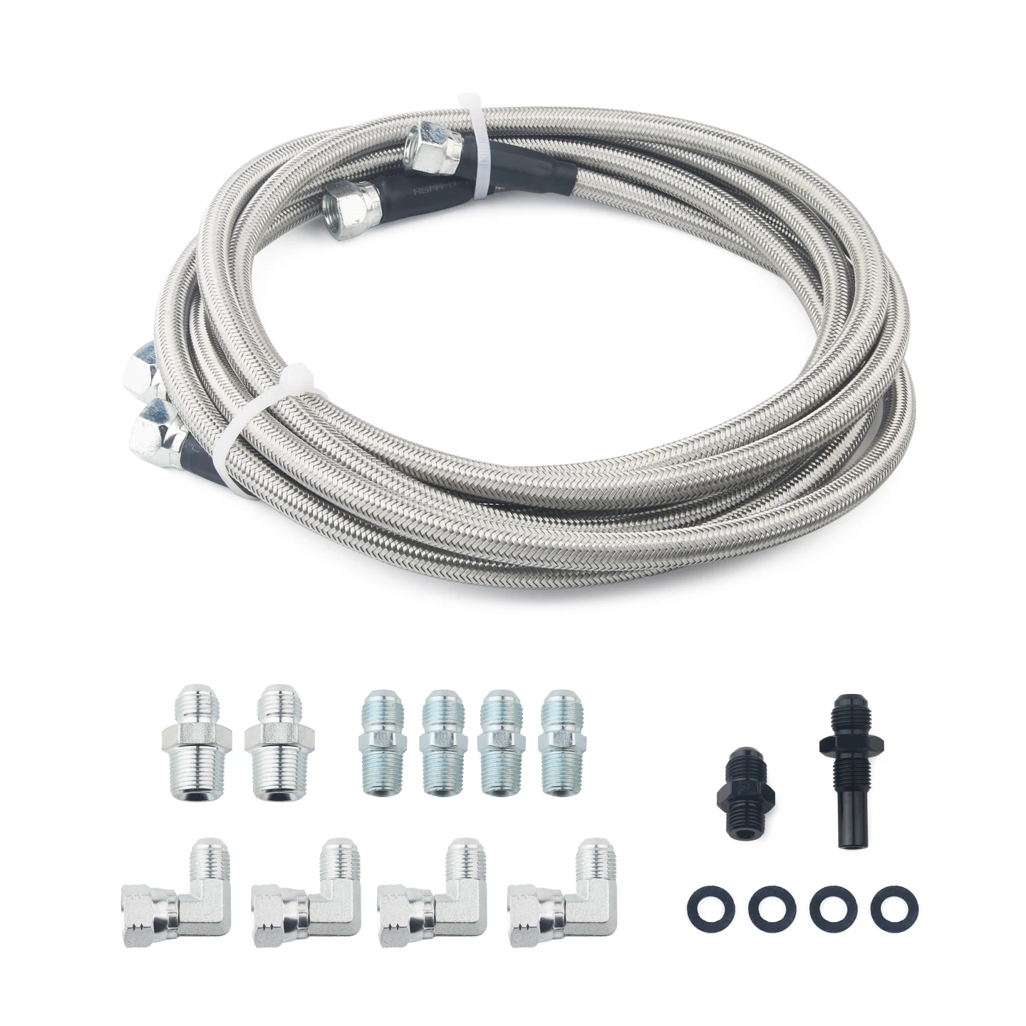 6AN 70' Stainless Steel Braided PTFE Hose Transmission Fluid Oil Cooler Hose Line Kit for GM Chevy Transmission 4L80E 4L60E