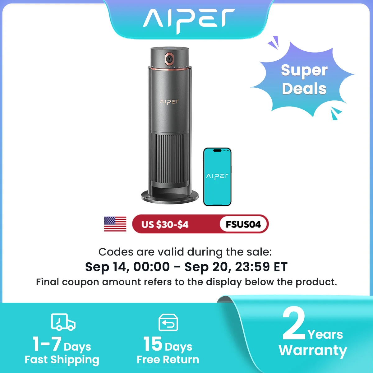 Refurbished Refurbished Aiper IrriSense 2 Lawn Sprinkler, Smart Irrigation System, Multi-Zone Plant-Specific Watering, Smart Scheduling, Weather-Adaptive Irrigation with Rain Sensor, for Lawns up to 4,800 sq.ft. - Aliexpress Deal