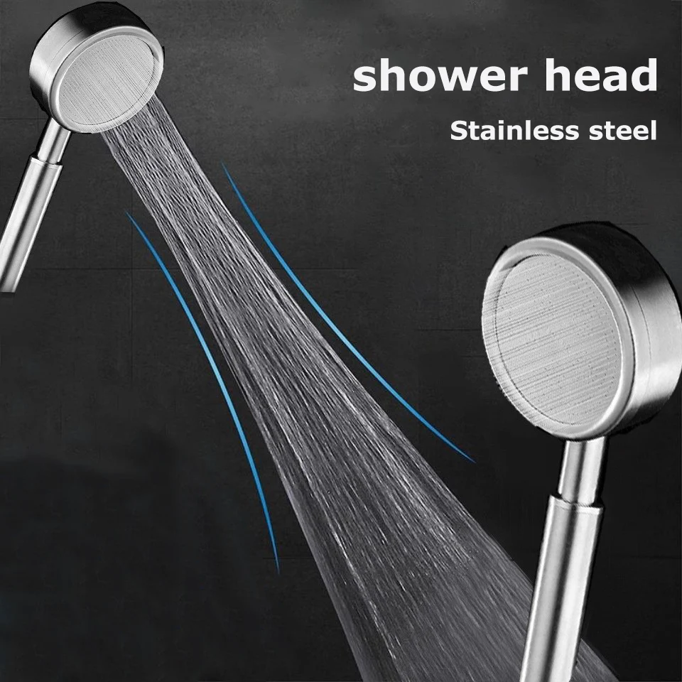 

Stainless Steel Bathroom Handheld Shower Head High Pressure Water Saving Sprayer Nozzle Supercharged Rainfall Modes