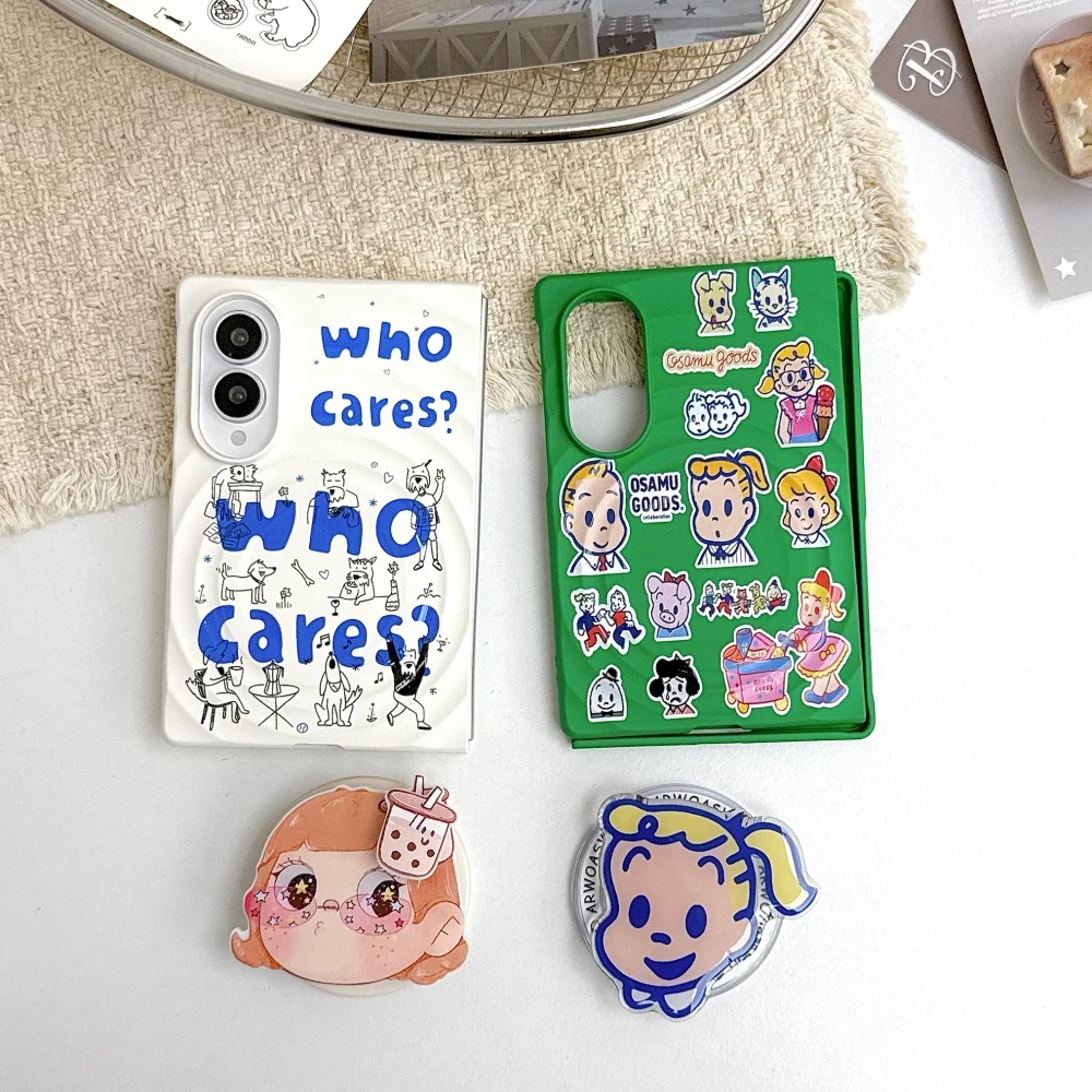 Cute Cartoon Print Magnetic Phone Case for Samsung Galaxy Z Fold 8 Cover with MagSafe Holder Vintage Shockproof Protective Cases