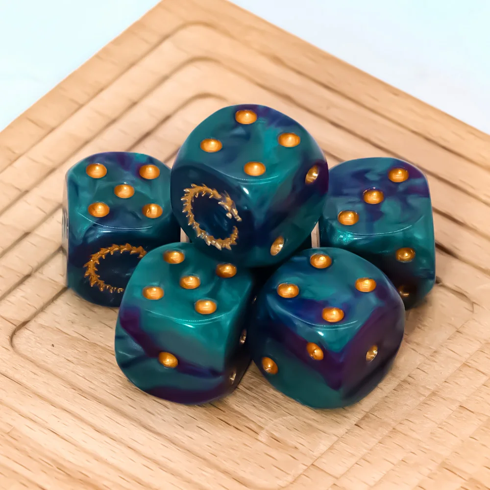 6Pcs Deep Sea Gold Flame D6 Dice Set Polyhedral Role Playing Dice for Tabletop RPG Board Games Family Entertainment Thanksgiving view 4