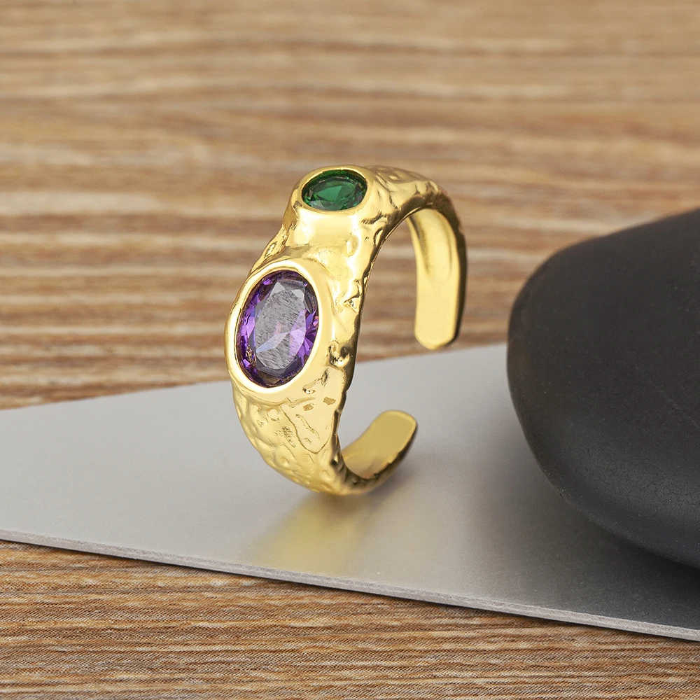 خواتم زركون مرصعة بالنيدين-النحاس للنساء ، قابلة للتعديل ، ملونة ، حساسة ، مفتوحة ، 3 أنماط ، أزياء نسائية ، إكسسوارات مجوهرات