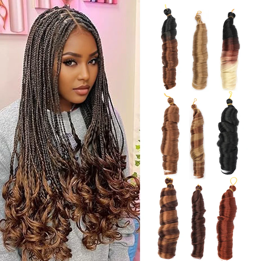 24Inch French Curl Braiding Hair Pre Stretched Wavy Synthetic Hair Extensions Premium Bouncy Loose Wave Spiral Curl Braids Hair