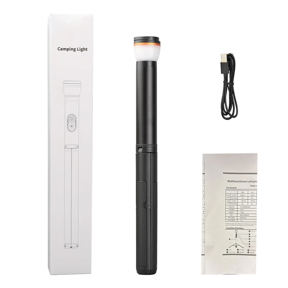 Trustfire WL22-OL 2000mAh Camping Lantern 1.5M Telescopic Magnetic Streetlights Tent Lamp Rechargeable Flashlight with Tripod