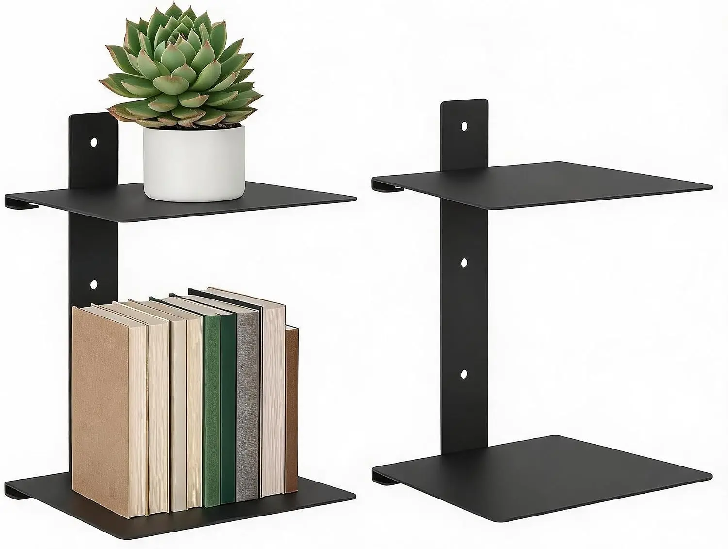 2/3/4‑Pack Invisible Floating Bookshelves Set, Heavy‑Duty Metal Hidden Wall‑Mount Book Racks, Minimalist Space‑Saving Wall Shelves, Black & White Optional for Books Decor Bedroom Living Room Office Bathroom