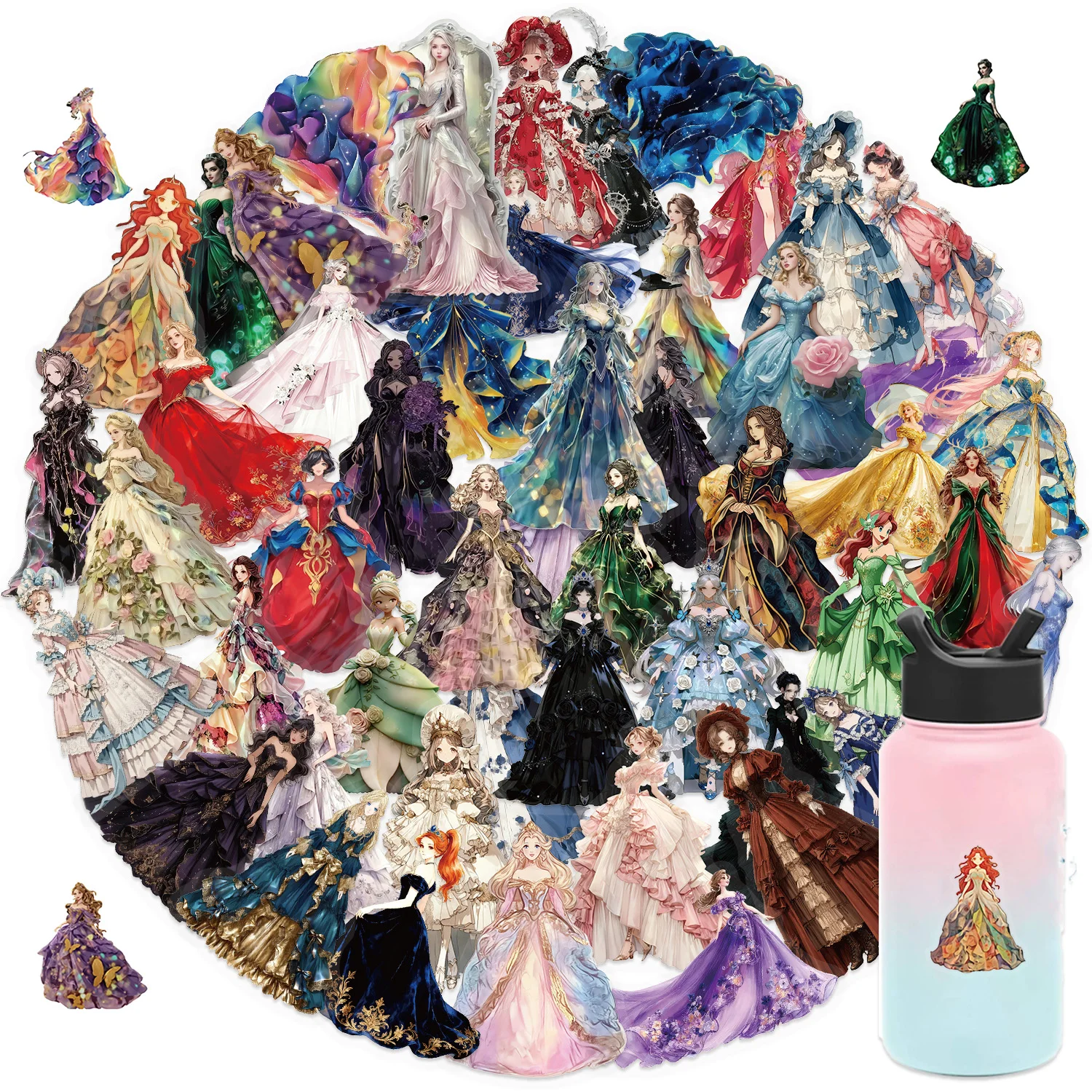 50 autocollants transparents imperméables pour robe de fille, pour la décoration de téléphone portable, de valise, de papeterie, de carnet, bricolage