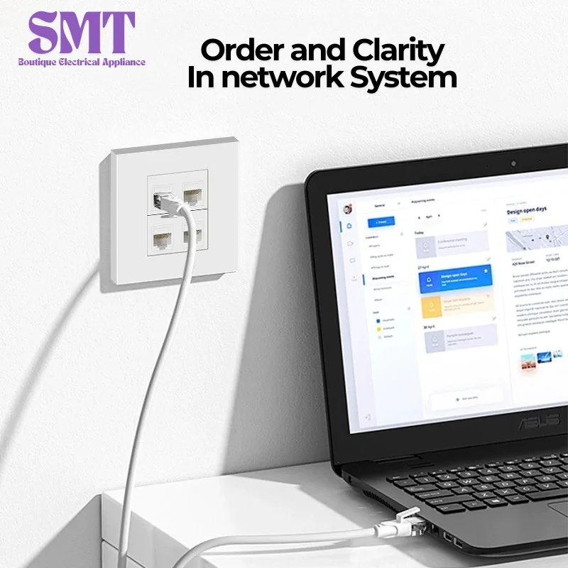 6 Ports RJ 45 Female Internet Socket Ethernet Cable Connects LAN CAT6 Compartments Network Socket Faceplates Computer Outlet