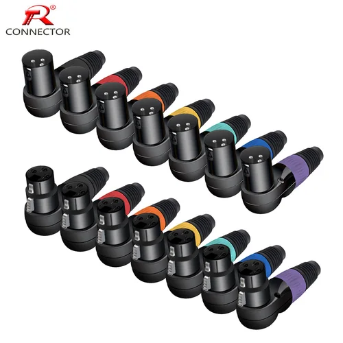 Conector Jack XLR macho/hembra de 3 pines, Cable de micrófono, conector de Cable de Audio de ángulo recto de 90 grados para sistemas de altavoces, estación de Radio, 1 ud.